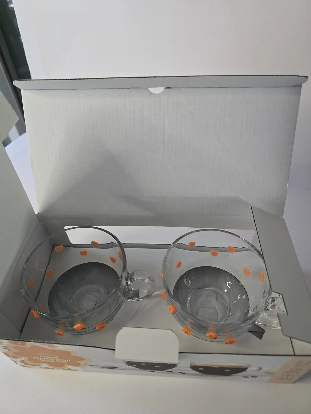 Medici Glass Mums Icon Mug Set - Orange Floral Dots